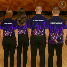 Load image into Gallery viewer, Purple Flaming Bowling Jersey for Men Custom Bowling League Bowling Team Shirts HN293