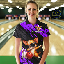 Load image into Gallery viewer, Custom Chihuahua Dog Purple Bowling Jersey for Women Bowling Uniform Bowling Team Shirts HNT262
