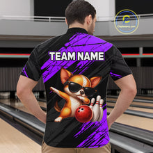 Load image into Gallery viewer, Person wearing a bowling-themed shirt with a dog graphic and 'TEAM NAME' text in a bowling alley.