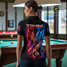 Load image into Gallery viewer, Person wearing a black t-shirt with a colorful tiger design and 'Team Name' text in a pool hall.