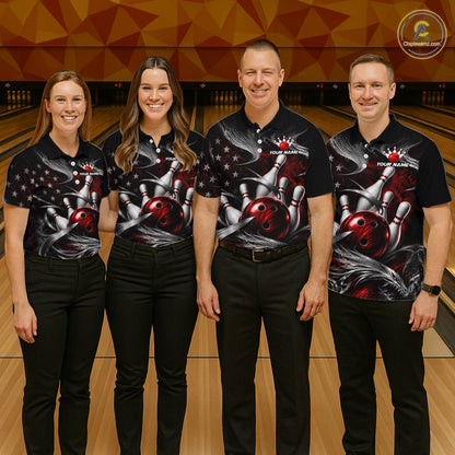 Custom Red Silver Smoke Bowling Team Shirts Bowling Jersey for Women Bowling League HNT536