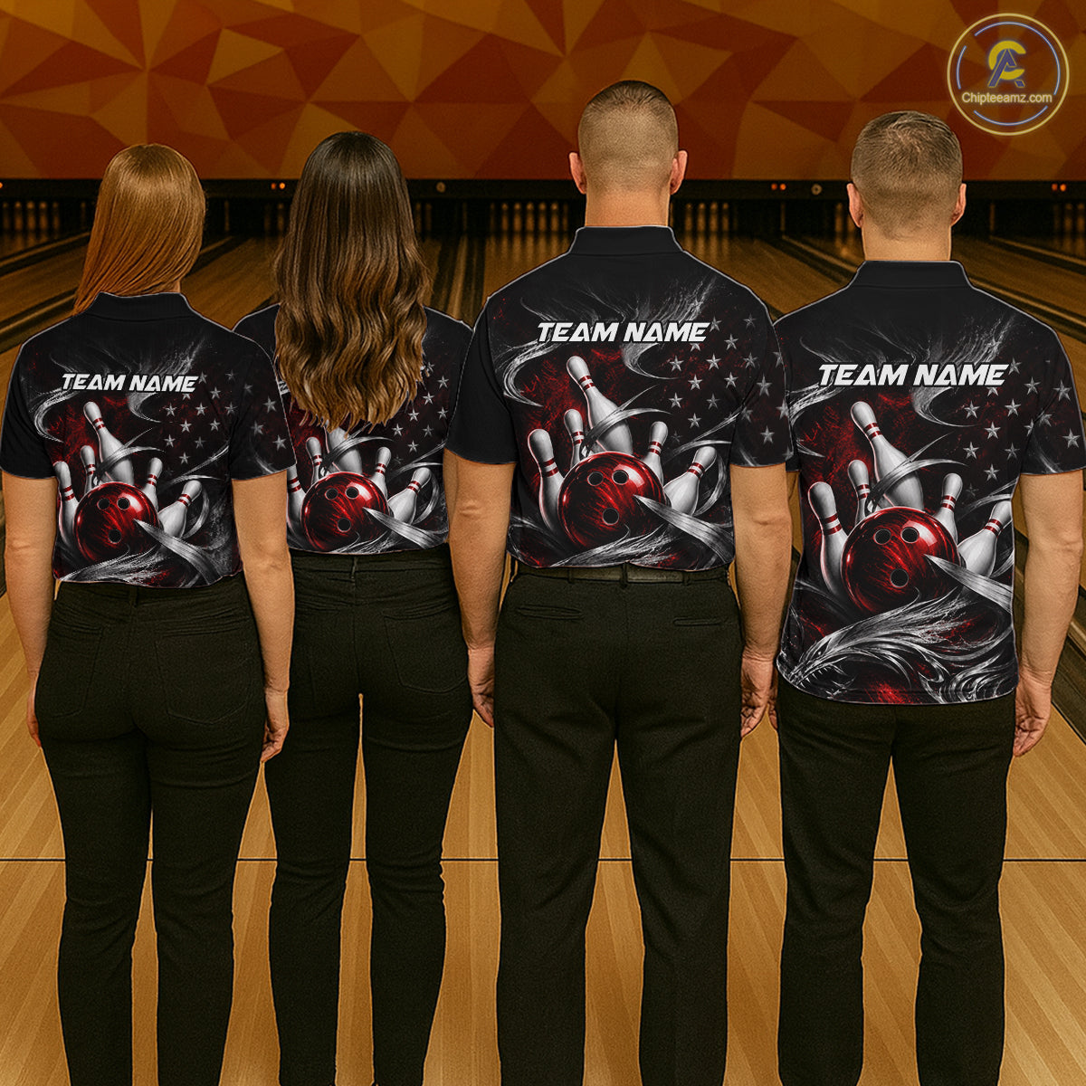 Custom Red Silver Smoke Bowling Team Shirts Bowling Jersey for Women Bowling League HNT536