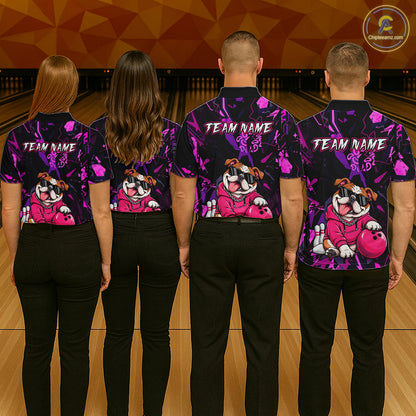 Custom Funny Pink Bulldog Bowling Team Shirts Bowling Jersey for Women Bowling League Shirts HNT626