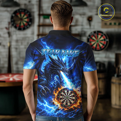 Custom Blue Flaming Dragon Dart Shirts for Men Dart Team Jerseys Dartboard League Shirt NNT338