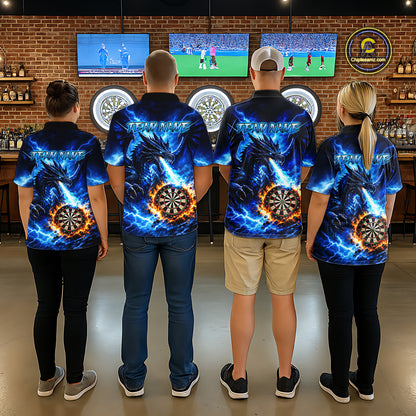 Custom Blue Flaming Dragon Dart Shirts for Women Dart Team Jerseys Dartboard League Shirt NNT338