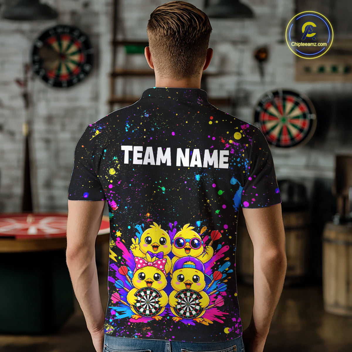 Custom Colorful Funny Chick Dart Shirts for Men Dart Team Jerseys Dartboard League Shirt NNT339