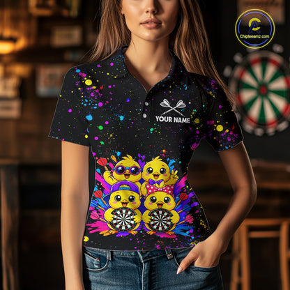 Custom Colorful Funny Chick Dart Shirts for Women Dart Team Jerseys Dartboard League Shirt NNT339
