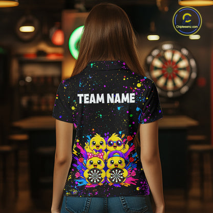 Custom Colorful Funny Chick Dart Shirts for Women Dart Team Jerseys Dartboard League Shirt NNT339
