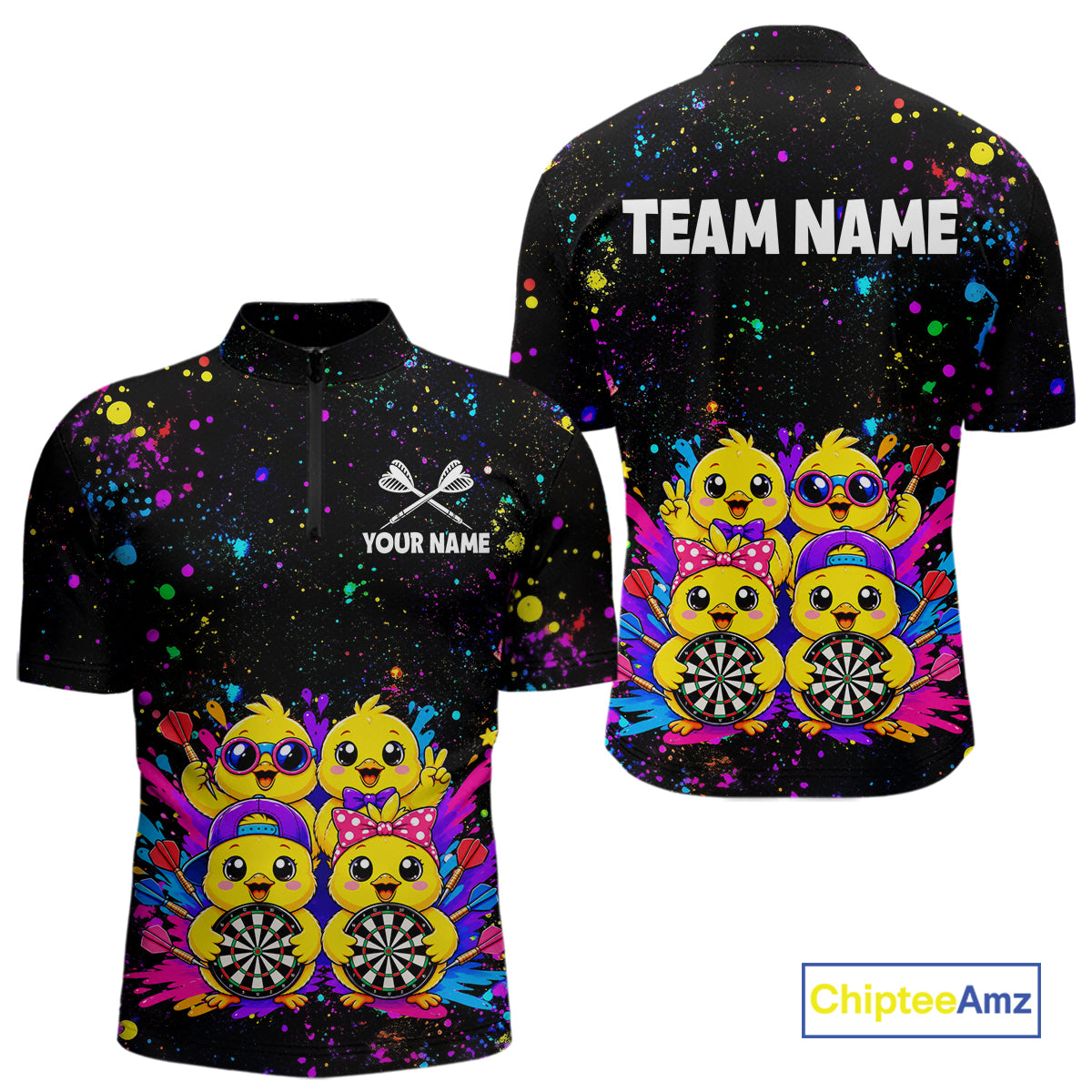 Custom Colorful Funny Chick Dart Shirts for Men Dart Team Jerseys Dartboard League Shirt NNT339