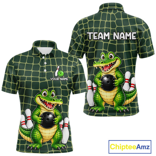 Custom Funny Alligator Bowling Team Shirts Bowling Jersey for Men Bowling Outfit Shirts HNT627