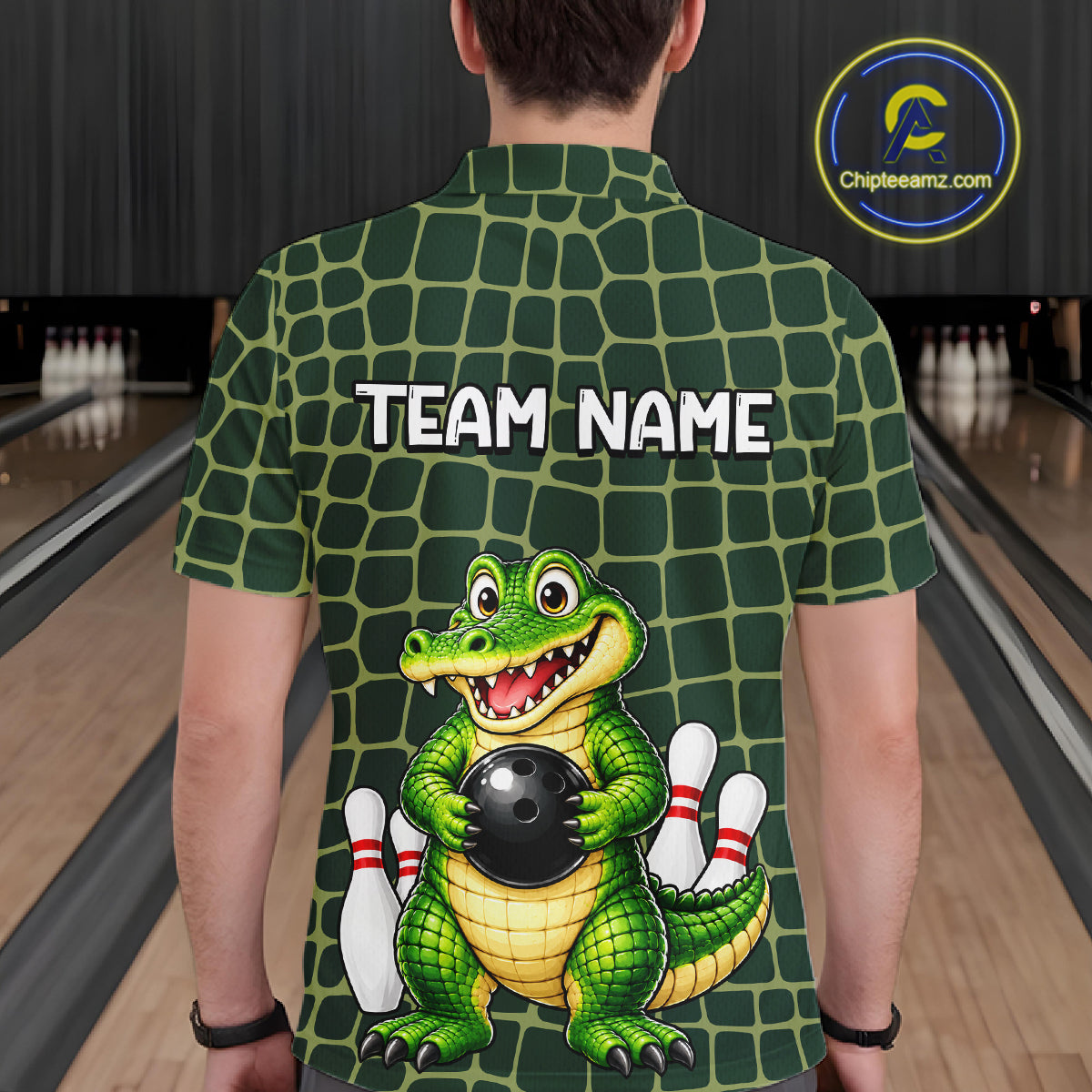 Custom Funny Alligator Bowling Team Shirts Bowling Jersey for Men Bowling Outfit Shirts HNT627