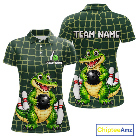Custom Funny Alligator Bowling Team Shirts Bowling Jersey for Women Bowling Outfit Shirts HNT627
