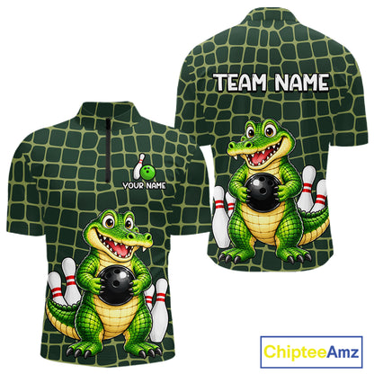 Custom Funny Alligator Bowling Team Shirts Bowling Jersey for Men Bowling Outfit Shirts HNT627