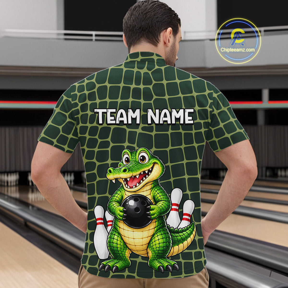 Custom Funny Alligator Bowling Team Shirts Bowling Jersey for Men Bowling Outfit Shirts HNT627