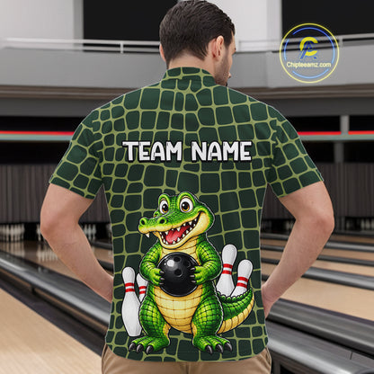 Custom Funny Alligator Bowling Team Shirts Bowling Jersey for Men Bowling Outfit Shirts HNT627