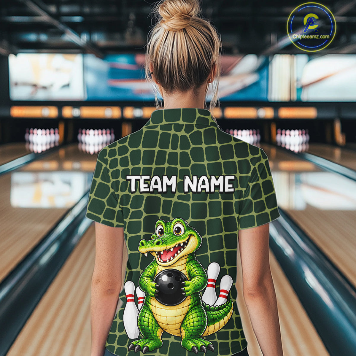 Custom Funny Alligator Bowling Team Shirts Bowling Jersey for Women Bowling Outfit Shirts HNT627