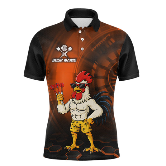 Custom Orange Funny Chicken Darts Shirt for Men Darts Team Jerseys Polo & 1/4 Zip Dart League NNT131