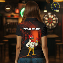 Load image into Gallery viewer, Custom Orange Funny Chicken Darts Shirt for Women Darts Team Jerseys Polo &amp; 1/4 Zip Dart League NNT131