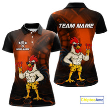 Load image into Gallery viewer, Custom Orange Funny Chicken Darts Shirt for Women Darts Team Jerseys Polo &amp; 1/4 Zip Dart League NNT131