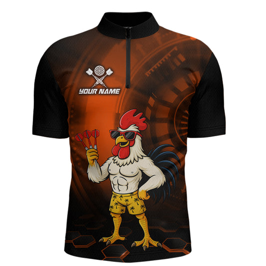 Custom Orange Funny Chicken Darts Shirt for Men Darts Team Jerseys Polo & 1/4 Zip Dart League NNT131