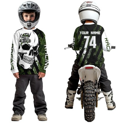 Custom Skull Camo UTV Off-Road Shirts UTV Motocross Racing Shirt Kid Men Women UPF30+ DNT89