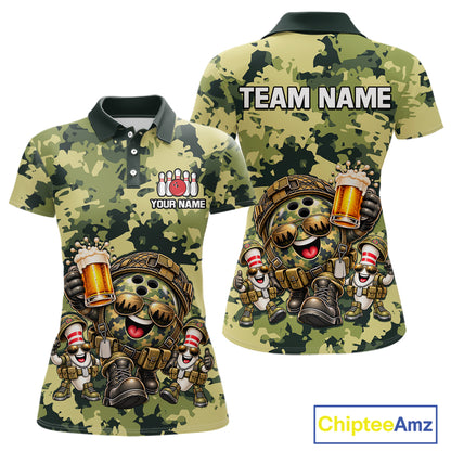 Military Camo Funny Beer Bowling Shirts Custom Bowling Shirts for Women Bowling Team Jersey HNT686