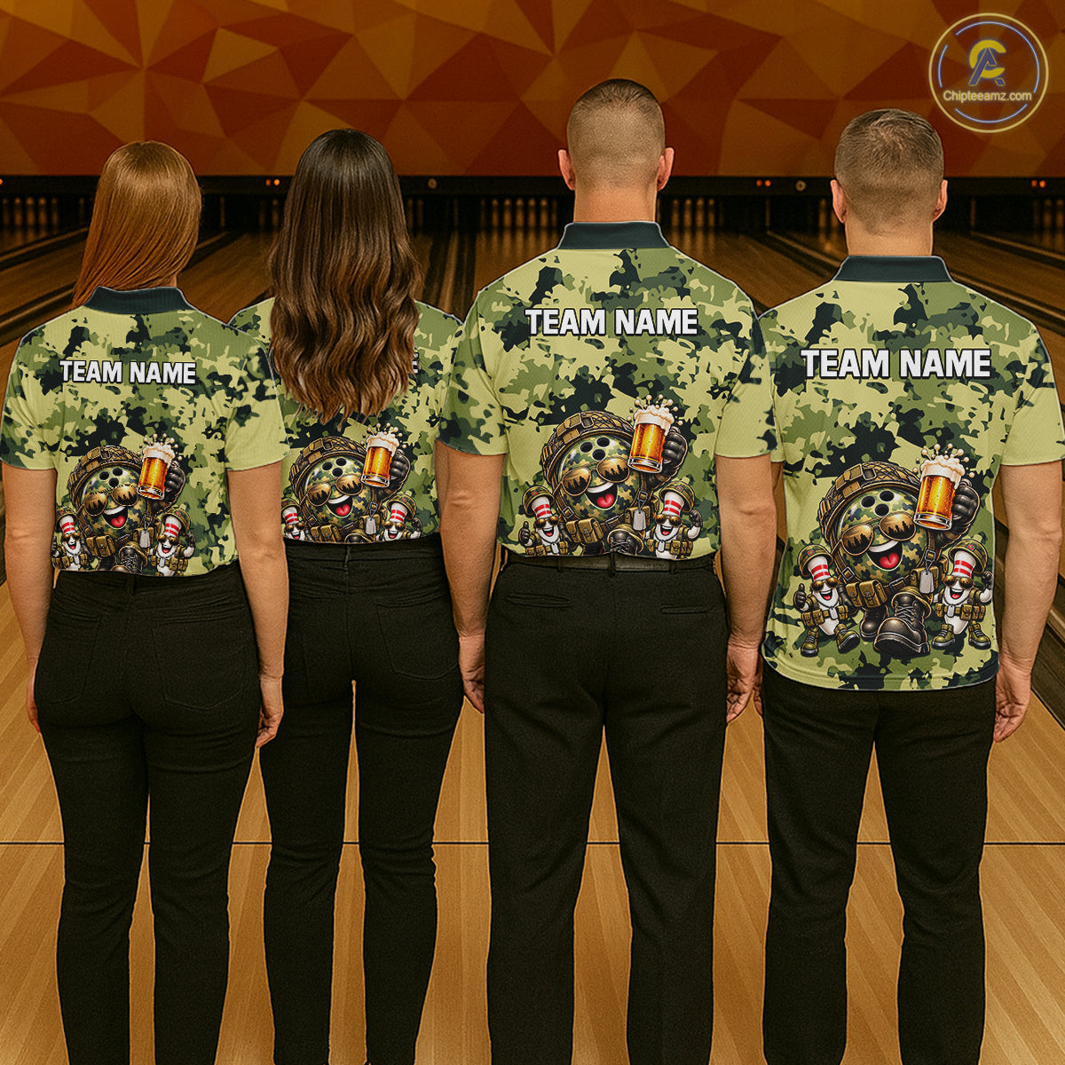 Military Camo Funny Beer Bowling Shirts Custom Bowling Shirts for Women Bowling Team Jersey HNT686