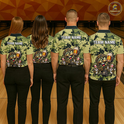 Military Camo Funny Beer Bowling Shirts Custom Bowling Shirts for Women Bowling Team Jersey HNT686