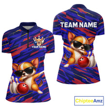 Load image into Gallery viewer, Custom Chihuahua Dog Bowling Jersey for Women Bowling Uniform Polo &amp; 1/4 Zip Bowling Team Shirts HNT262