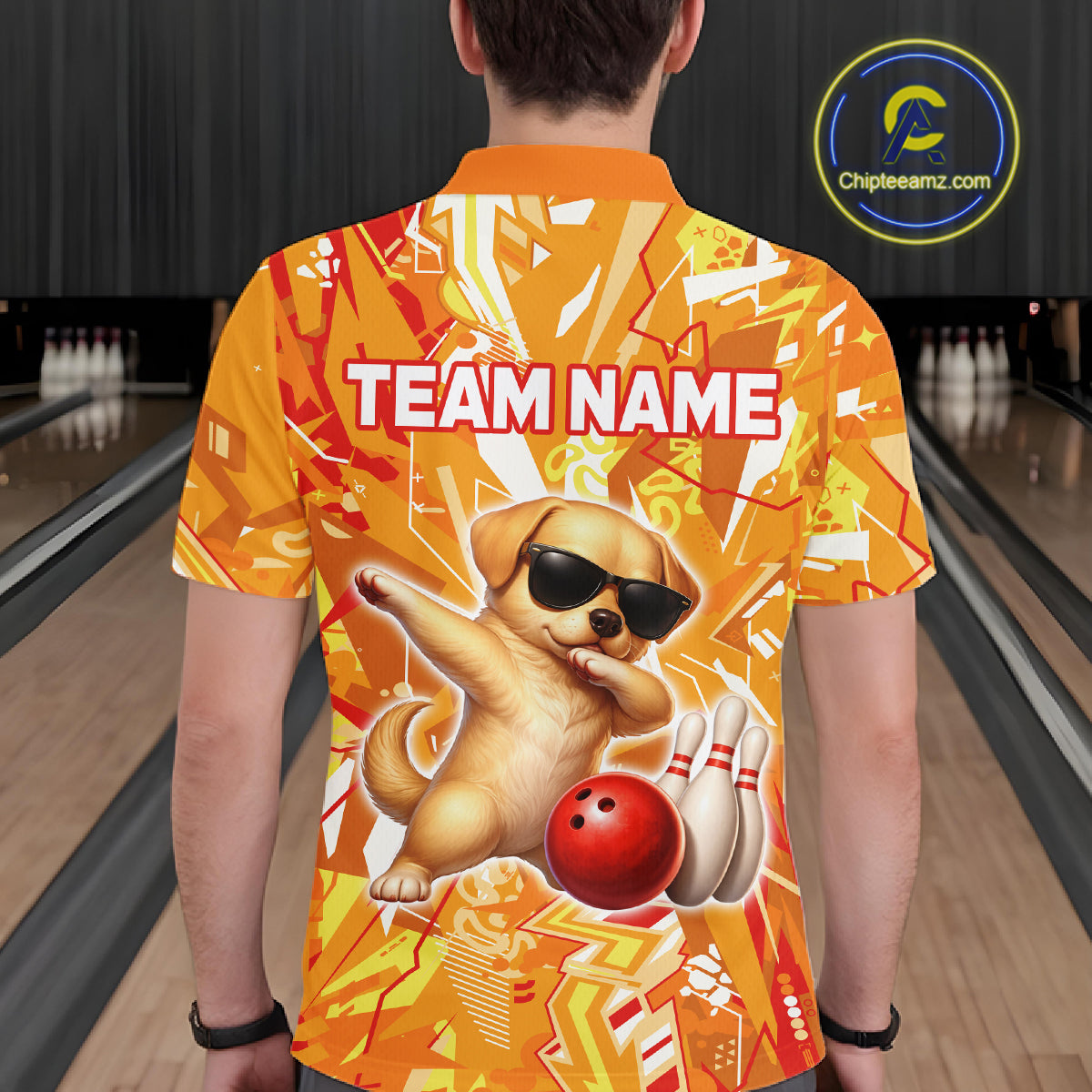 Funny Golden Retriever Dog Bowling Team Shirts Custom Bowling Jersey for Men Polo & 1/4 Zip HNT545