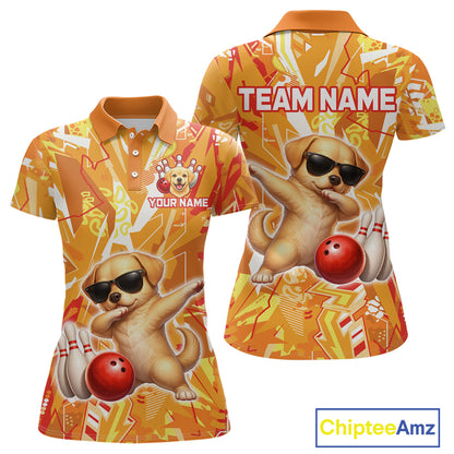 Funny Golden Retriever Dog Bowling Team Shirts Custom Bowling Jersey for Women Polo & 1/4 Zip HNT545