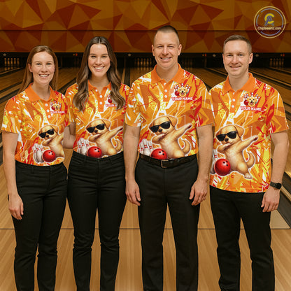 Funny Golden Retriever Dog Bowling Team Shirts Custom Bowling Jersey for Men Polo & 1/4 Zip HNT545