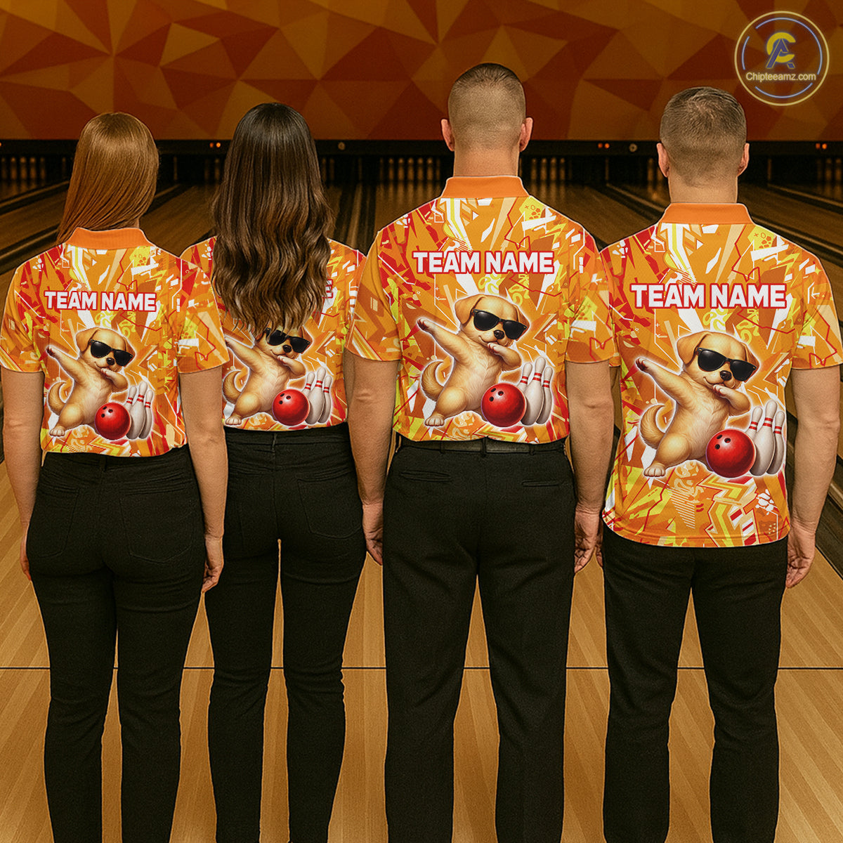 Funny Golden Retriever Dog Bowling Team Shirts Custom Bowling Jersey for Women Polo & 1/4 Zip HNT545