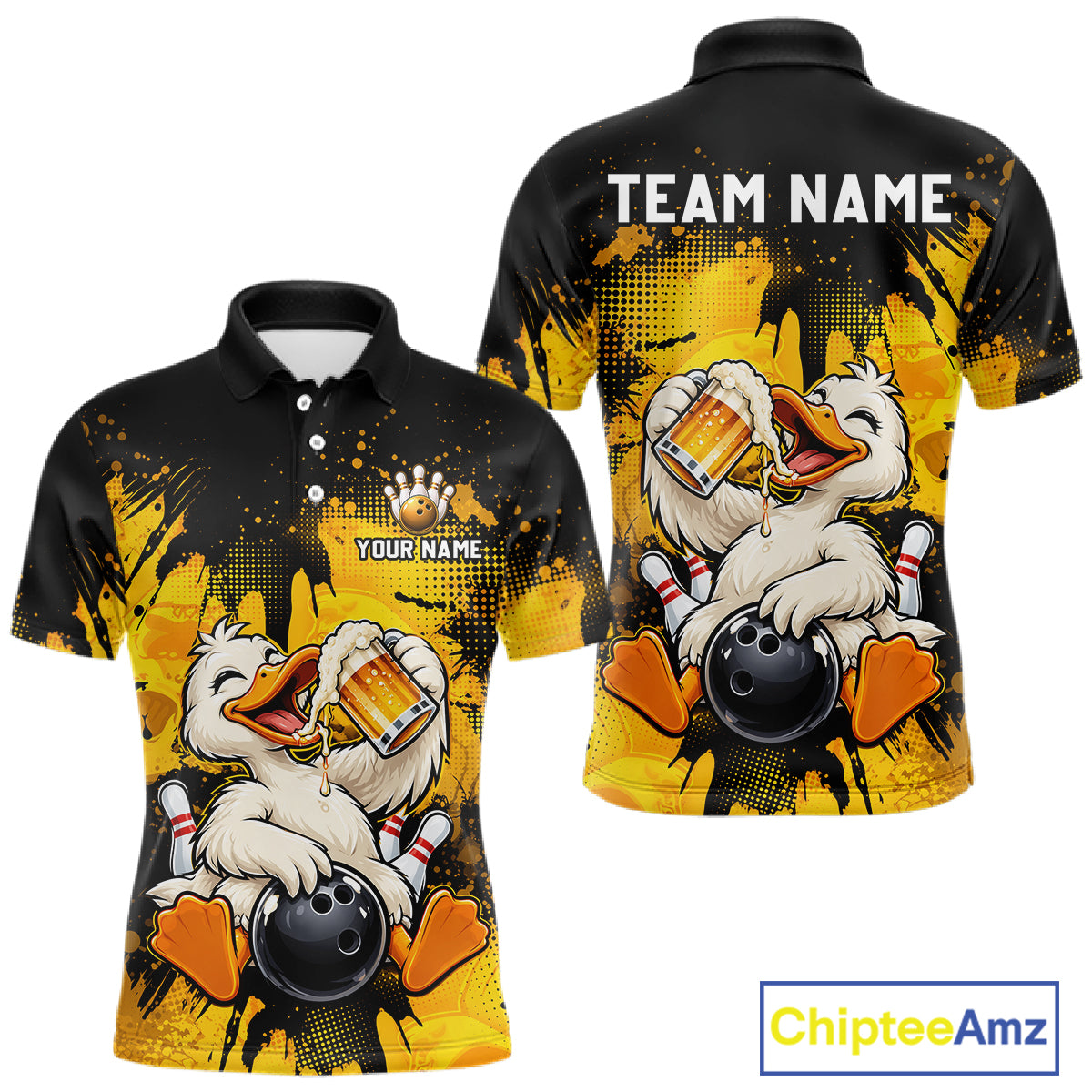 Custom Funny Beer Duck Bowling Jersey for Men, Duck Bowling Team Shirts Bowling League Shirt HNT689