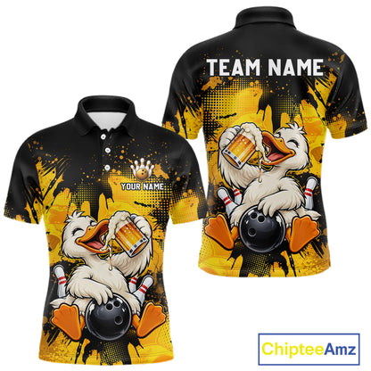 Custom Funny Beer Duck Bowling Jersey for Men, Duck Bowling Team Shirts Bowling League Shirt HNT689