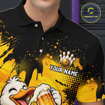 Custom Funny Beer Duck Bowling Jersey for Men, Duck Bowling Team Shirts Bowling League Shirt HNT689
