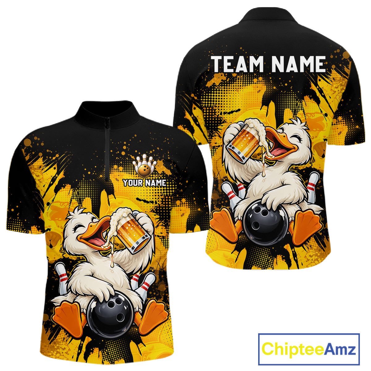 Custom Funny Beer Duck Bowling Jersey for Men, Duck Bowling Team Shirts Bowling League Shirt HNT689