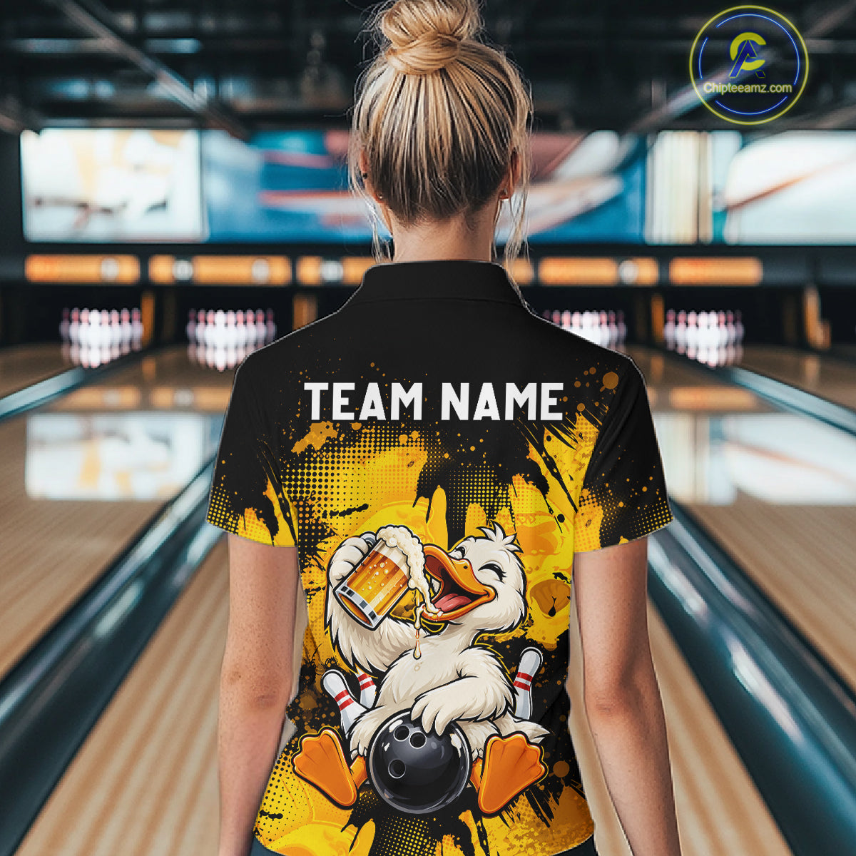 Custom Funny Beer Duck Bowling Jersey for Women, Duck Bowling Team Shirts Bowling League Shirt HNT689