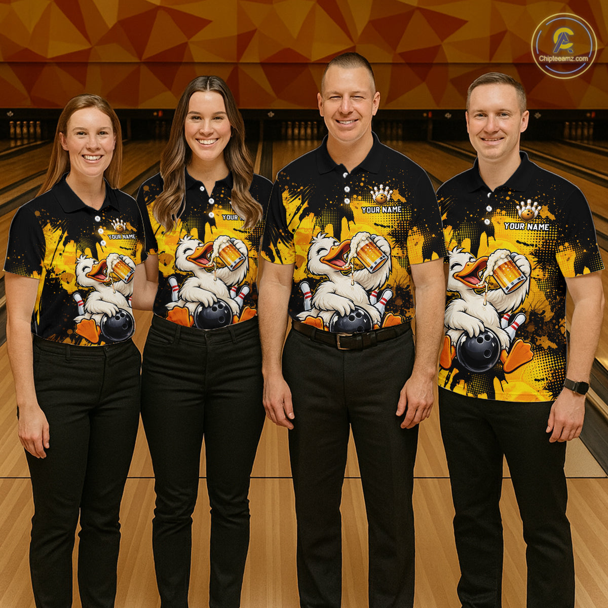 Custom Funny Beer Duck Bowling Jersey for Women, Duck Bowling Team Shirts Bowling League Shirt HNT689