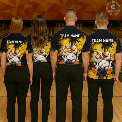 Custom Funny Beer Duck Bowling Jersey for Men, Duck Bowling Team Shirts Bowling League Shirt HNT689