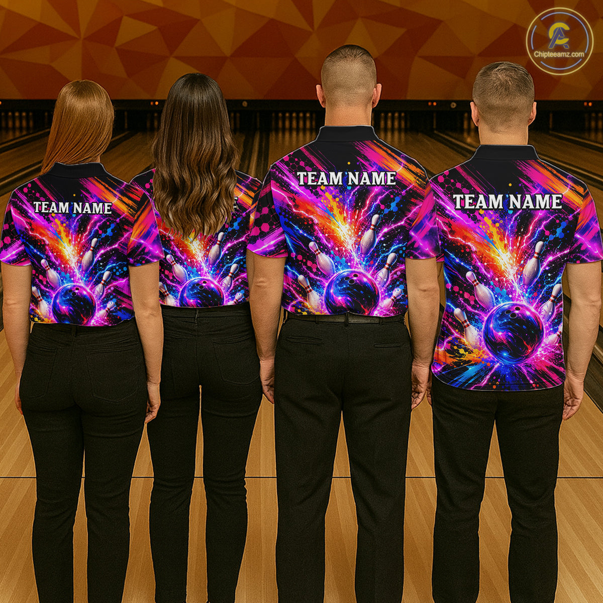 Custom Thunder Lightning Colorful Bowling Jersey for Men, Bowling Team Shirts Bowling League HNT691