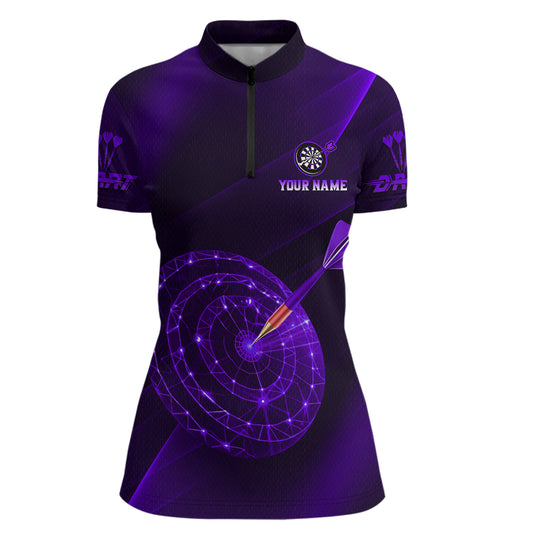 Custom Neon Purple Cyber Dartboard Darts Shirt for Women Darts Team Jerseys Polo & 1/4 Zip NNT132