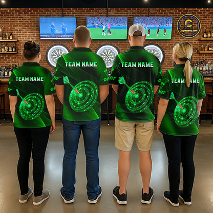 Custom Neon Green Cyber Dartboard Darts Shirt for Women Darts Team Jerseys Polo & 1/4 Zip NNT132