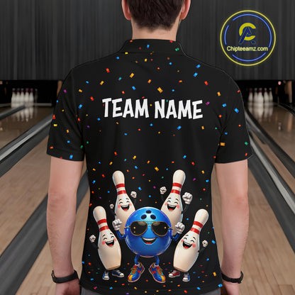 Custom Funny Bowling Pins Ball Bowling Team Shirts Bowling Jerseys for Men Polo & 1/4 Zip HNT561