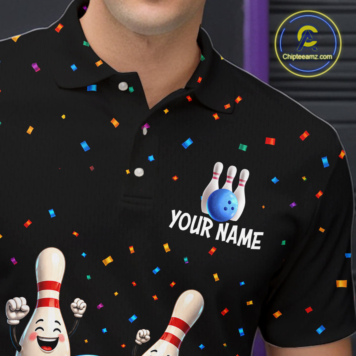 Custom Funny Bowling Pins Ball Bowling Team Shirts Bowling Jerseys for Men Polo & 1/4 Zip HNT561