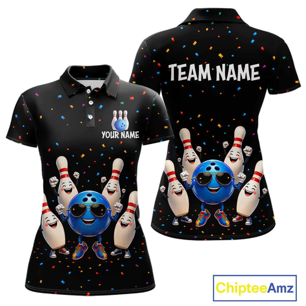 Custom Funny Bowling Pins Ball Bowling Team Shirts Bowling Jerseys for Women Polo & 1/4 Zip HNT561