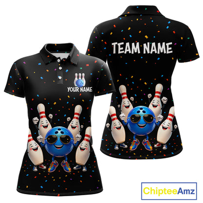 Custom Funny Bowling Pins Ball Bowling Team Shirts Bowling Jerseys for Women Polo & 1/4 Zip HNT561