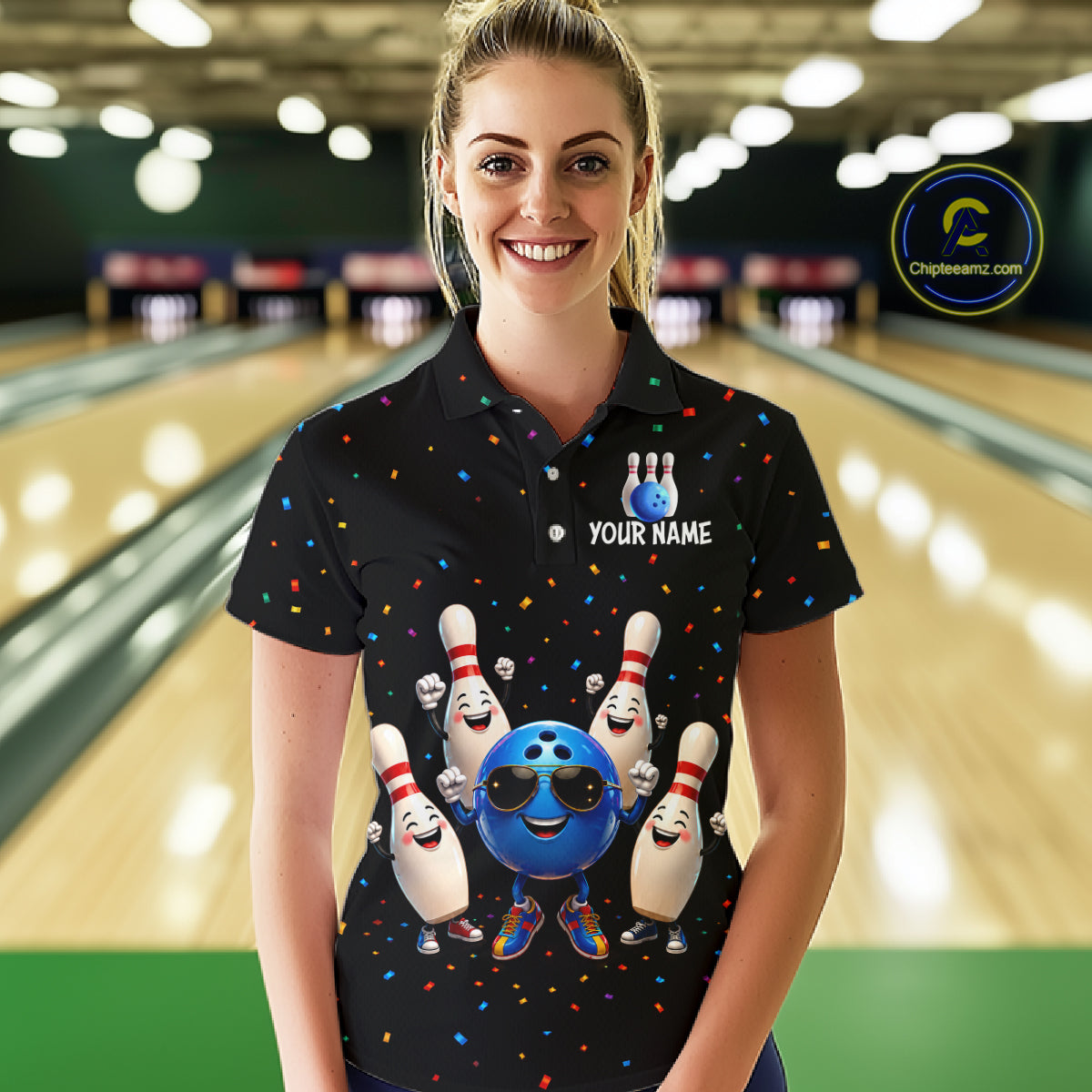 Custom Funny Bowling Pins Ball Bowling Team Shirts Bowling Jerseys for Women Polo & 1/4 Zip HNT561