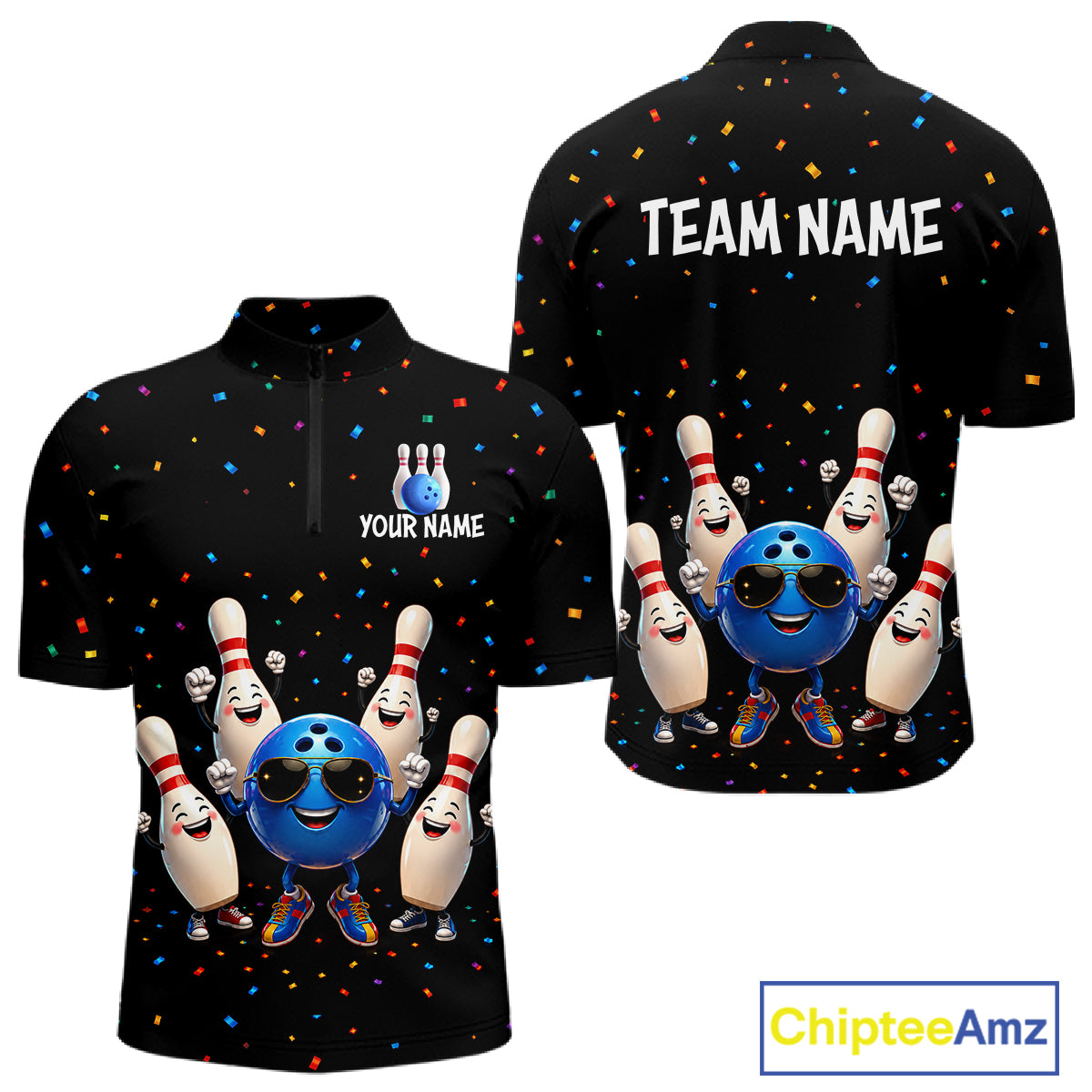 Custom Funny Bowling Pins Ball Bowling Team Shirts Bowling Jerseys for Men Polo & 1/4 Zip HNT561