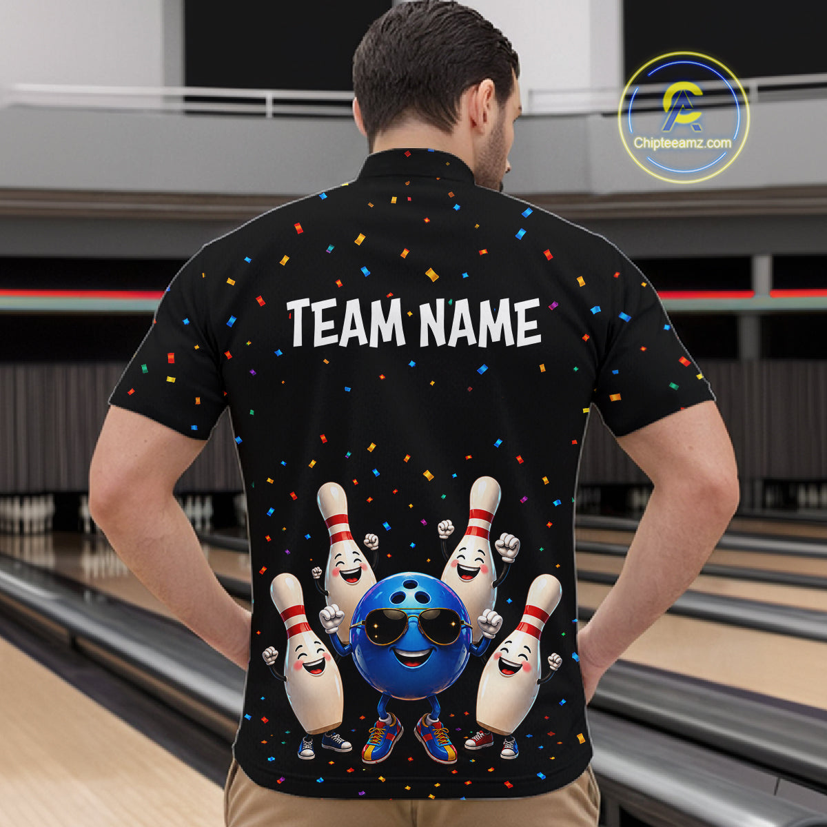 Custom Funny Bowling Pins Ball Bowling Team Shirts Bowling Jerseys for Men Polo & 1/4 Zip HNT561